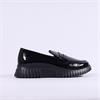 Wonders Flexfly Chunky Slip On Wedge - Black Patent